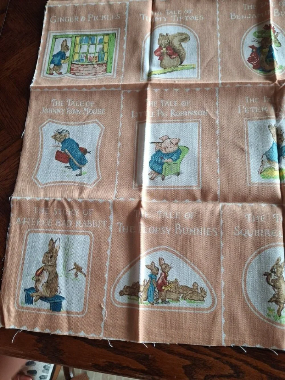 Vtg Beatrix Potter Fabric Panel - Cotton -